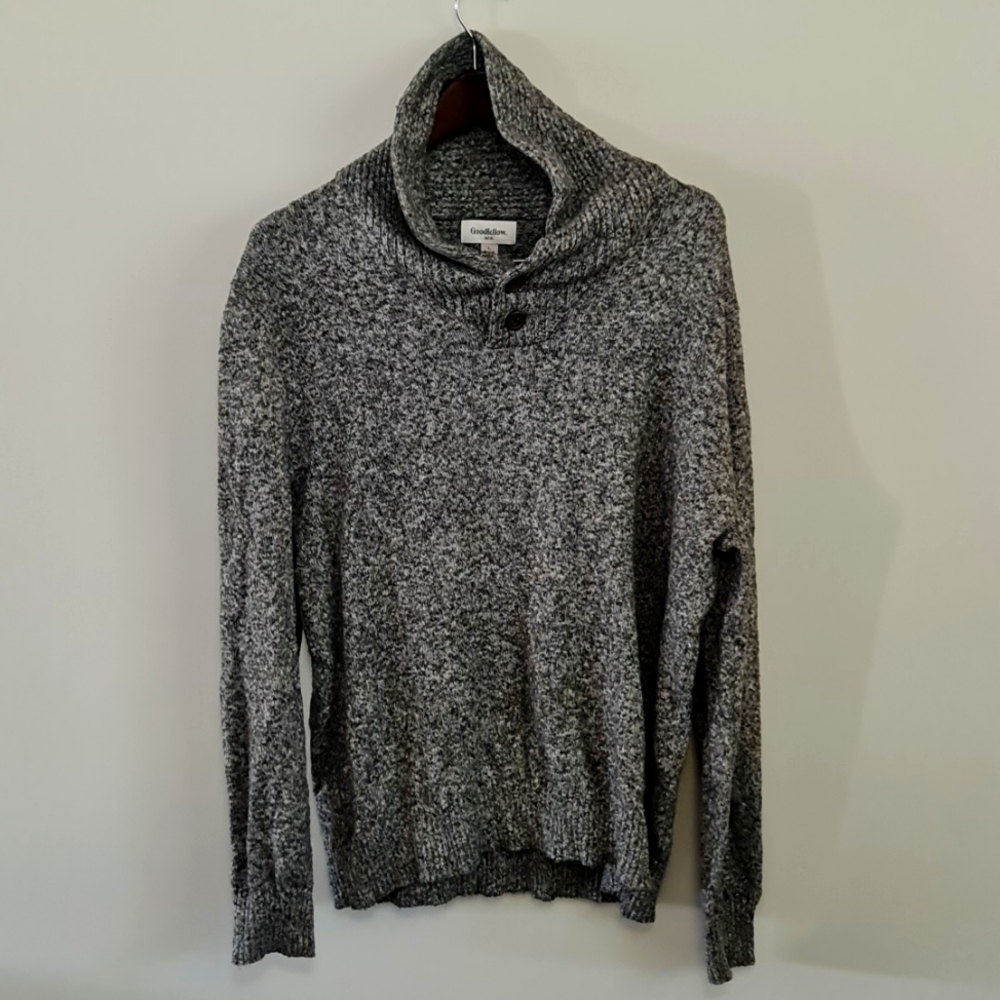 Big and soft turtle neck men's gray large